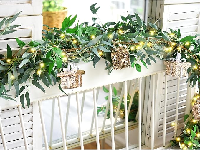 Artificial Willow Garland with Lights & Ornaments – 2-Pack Lighted Greenery Vine - Image 5