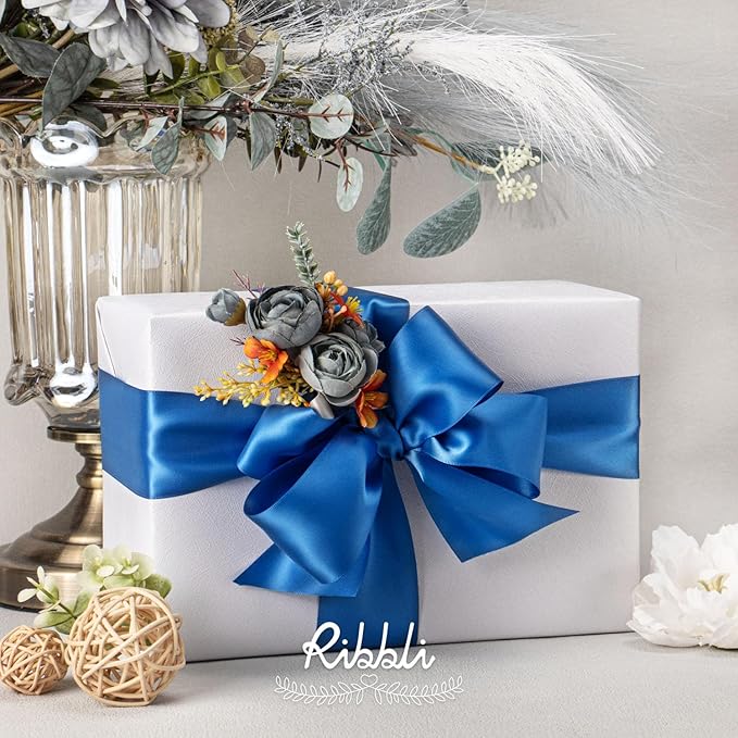 Ribbli Royal Blue Double Faced Satin Ribbon, 2” x Continuous 10 Yards, Use - Image 2