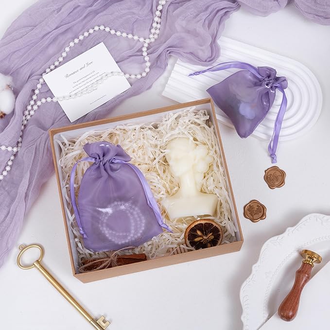 20 Pcs Purple Small Organza Bags 4X6 inch - Image 4