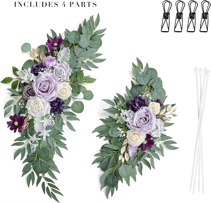 Artificial Lilac Wedding Arch Flowers Swags Set of 2 - Image 5