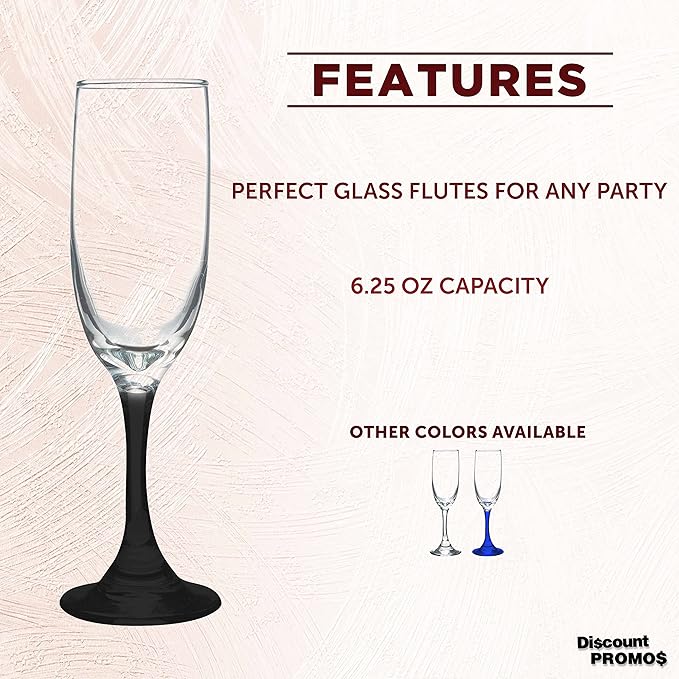 DISCOUNT PROMOS Premiere Champagne Flutes 6.25 oz. Set of 10, Bulk Pack - Image 2
