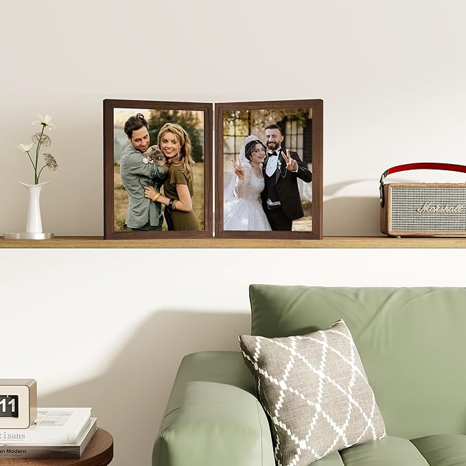 decorUhome Double 8x10 Picture Frame Vertical, Engineered Wood Bifold Photo - Image 7