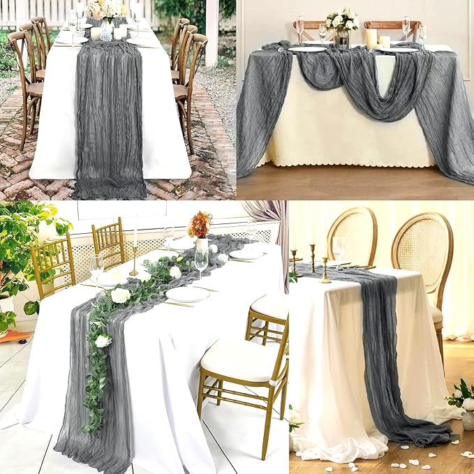 12 Pack Gray 10FT Cheesecloth Table Runner Rustic Gauze Fabric Cheese Cloth - Image 7