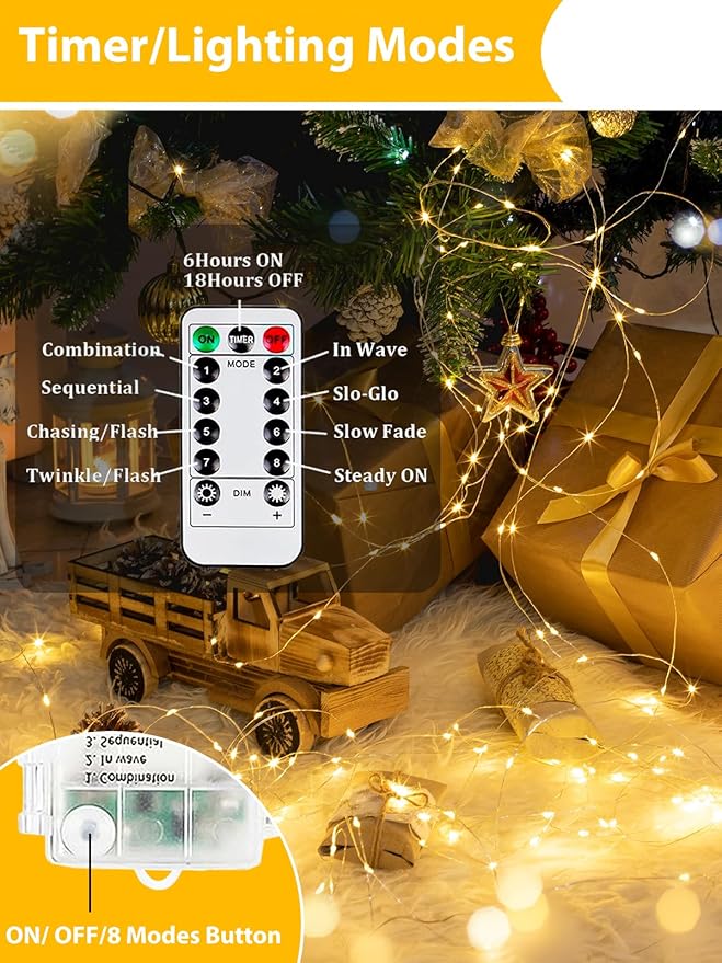 2 Pack 200LED Battery Operated Fairy Lights - Image 5