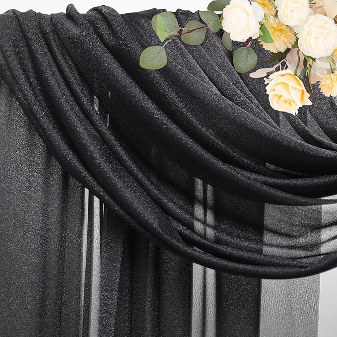 Wokceer Black Wedding Arch Draping Fabric Backdrop 4 Panels 28.7" X 20FT Sheer - Image 4