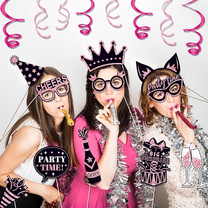 36 PCS Birthday Photo Booth Props Party Supplies Holiday Picture Decorations - Image 3