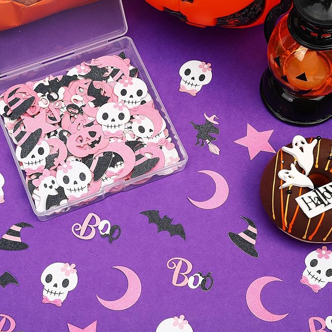 MARFOREVER Pink Halloween Confetti Glitter, Halloween BOO Witch Bat Pumpkin - Image 6