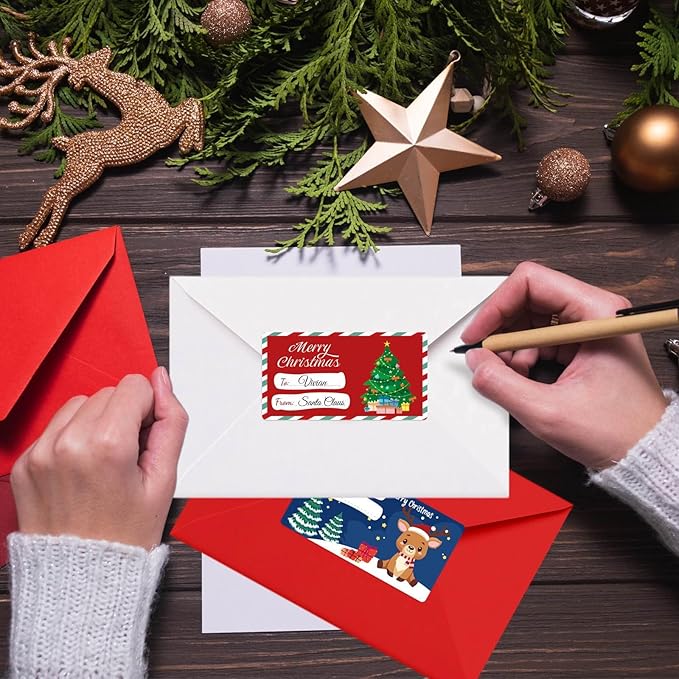 500 PCS Christmas Gift Tags, Self Adhesive Santa Claus Stickers, Festive - Image 8