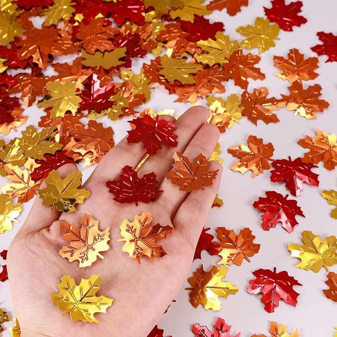 200 Pieces Fall Confetti, Thanksgiving Maple Leaves Acorn Sprinkles Foil - Image 3