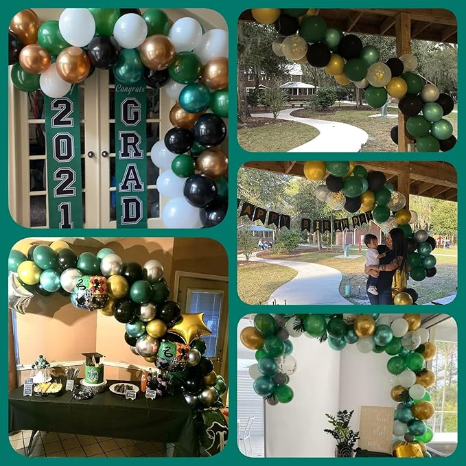 Dark Green Gold and Black balloons, Jungle Safari Animal Theme Birthday - Image 8