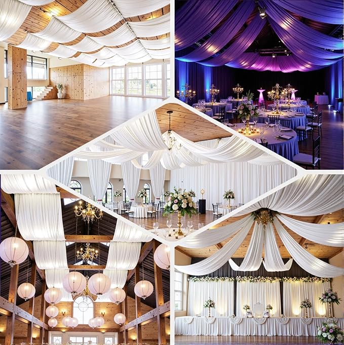 PartyVillage 20ftx40ft White Ceiling Curtain - Image 4