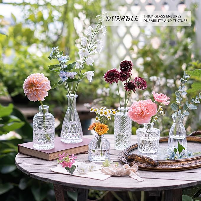 12pcs Glass Bud Vase Set, Small Clear Flower Vases - Image 2