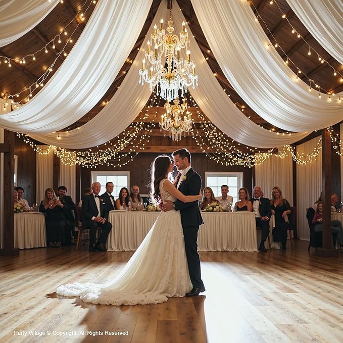 PartyVillage 10ftx40ft Ivory Ceiling Curtain - Image 4