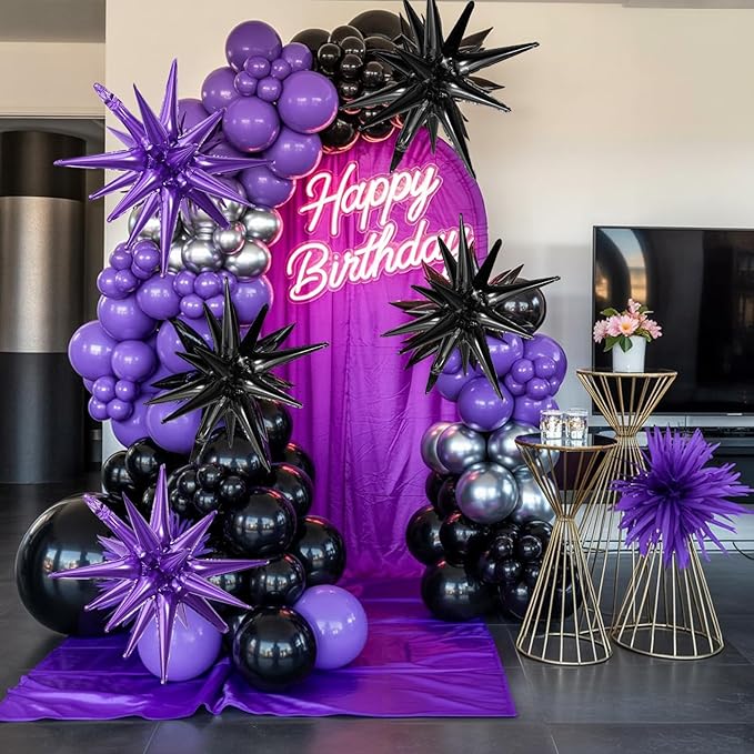Black Purple Star Balloons - Image 5