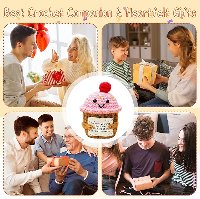 Emotional Support Crochet Pudding, Sweet Gifts - Image 7