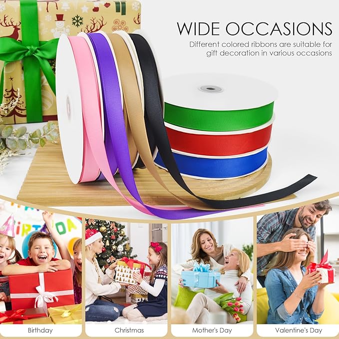 100 Yards 5/8 inch Grosgrain Ribbon, Solid Color Fabric Ribbon Perfect - Image 5