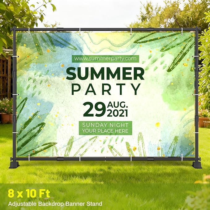 10 x 8 Ft Heavy Duty Backdrop Banner Stand, Adjustable Photo Background Support - Image 5