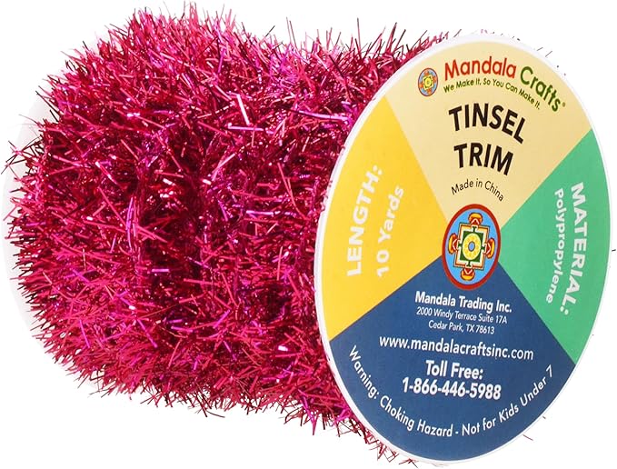 Mandala Crafts Hot Pink Tinsel Garland - Image 2