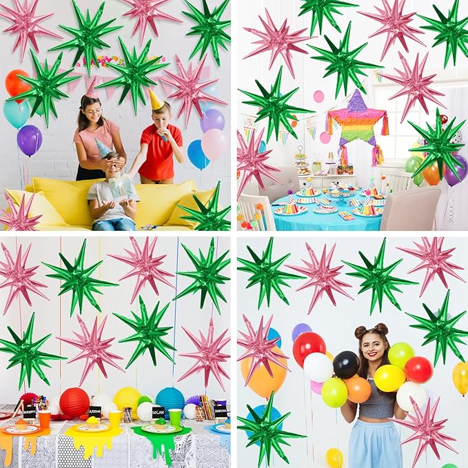 Pink Green Star Balloons - Image 3