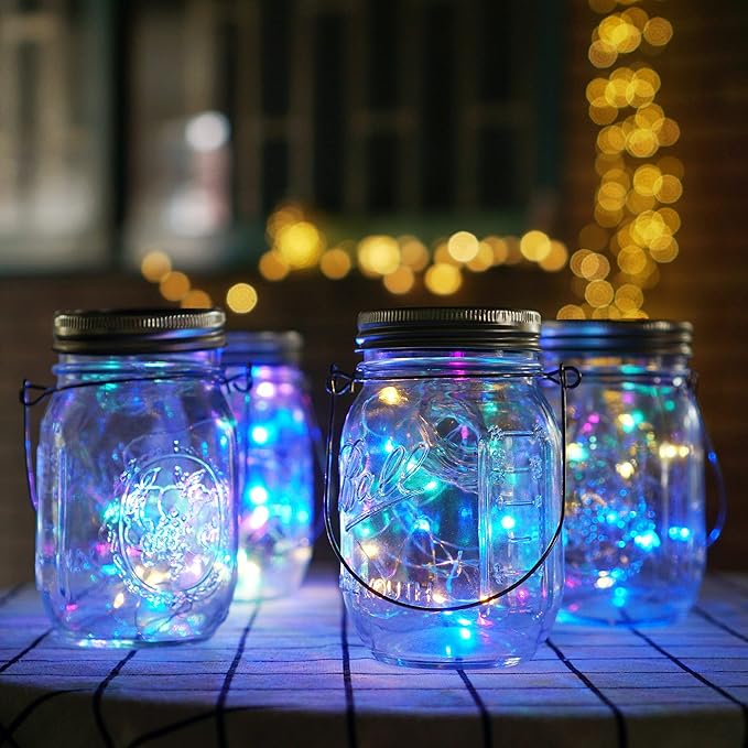 Solar Mason Jar Lights, 12 Pack 30 LED Waterproof Lid Light - Image 2