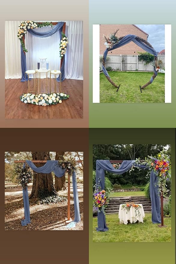 Socomi Wedding Arch Draping Fabric 1 Panel 29" x 19Ft Dusty Blue Sheer Chiffon - Image 5