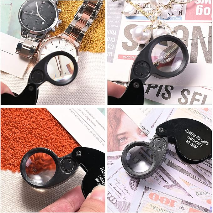 2 Pieces 40X Magnifying Glass, Jewelers Loupe Pocket Folding Magnifier - Image 7