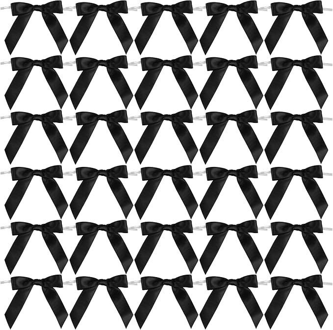 AIMUDI Black Bows 2.5" Satin Bows by AIMUDI