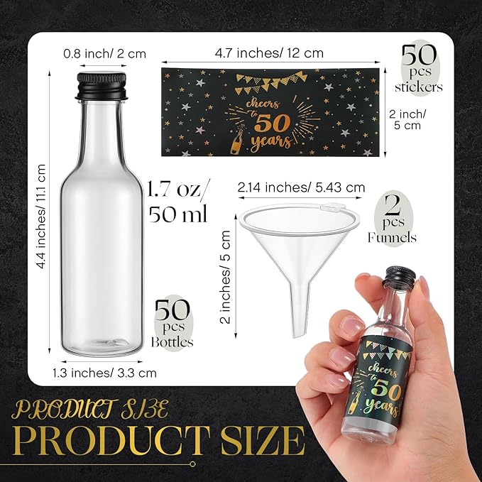 Vesici 50 Pack Mini Liquor Bottles 1.7oz Shot Mini Wine and Champagne Bottle - Image 2