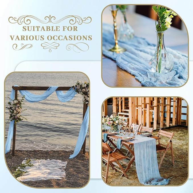 Le courant 6pcs 10Ft Cheesecloth Table Runner, Rustic Boho Gauze Cheese Cloth - Image 7