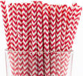 Pack of 900 Red Chevron Biodegradable 4-Ply Paper Drinking Straws by Stephanie+Imports