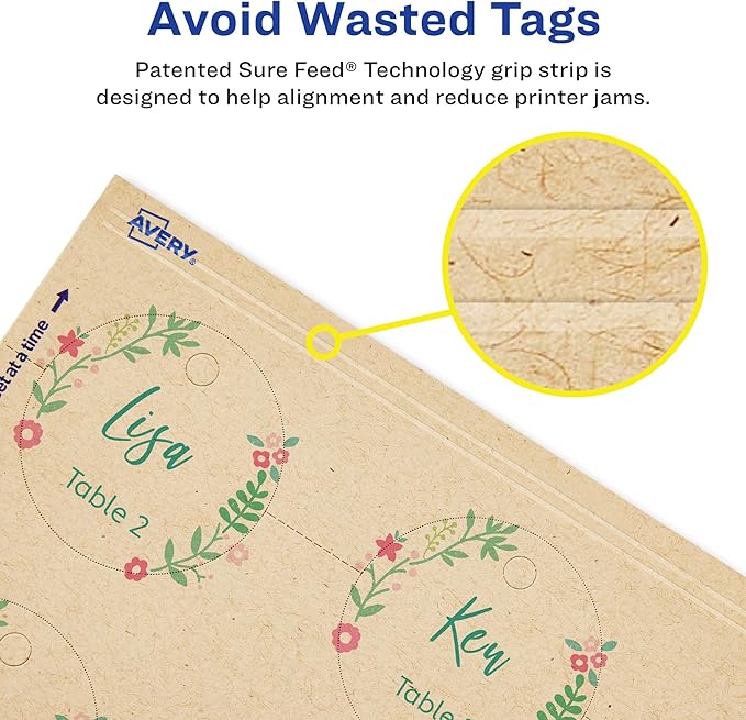 Avery Kraft Brown Round Tags, Sure Feed Technology, Printable on Both Sides - Image 2