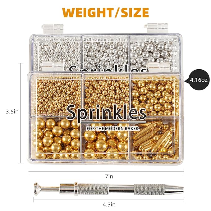 Kasvan Gold and Silver Sugar Sprinkles - Image 5