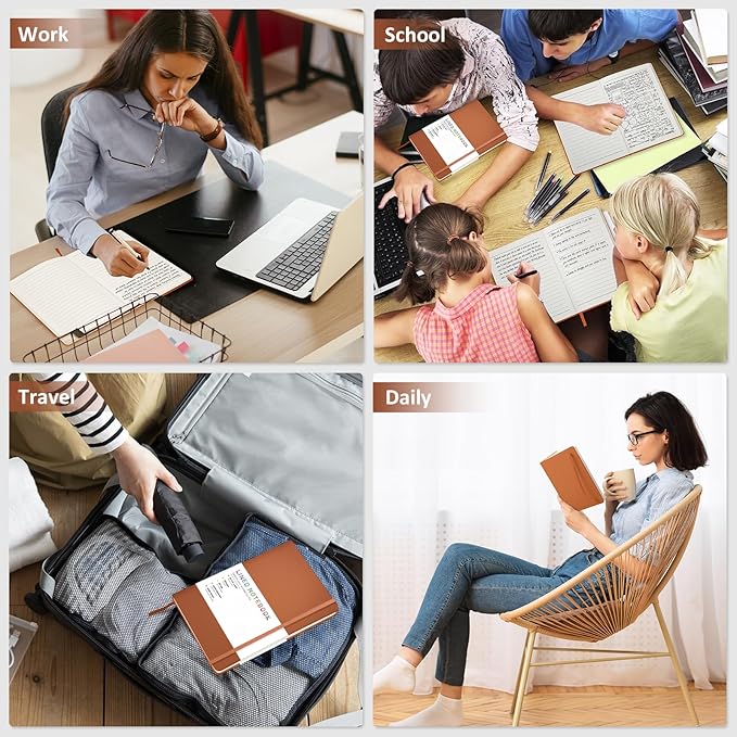Lined Journal Notebook for Women Men, 200 Pages A5 Hardcover Leather Journals - Image 7