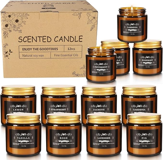 12 Pcs Scented Candles with Added Natural Essential Oils, Suitable - Image 7