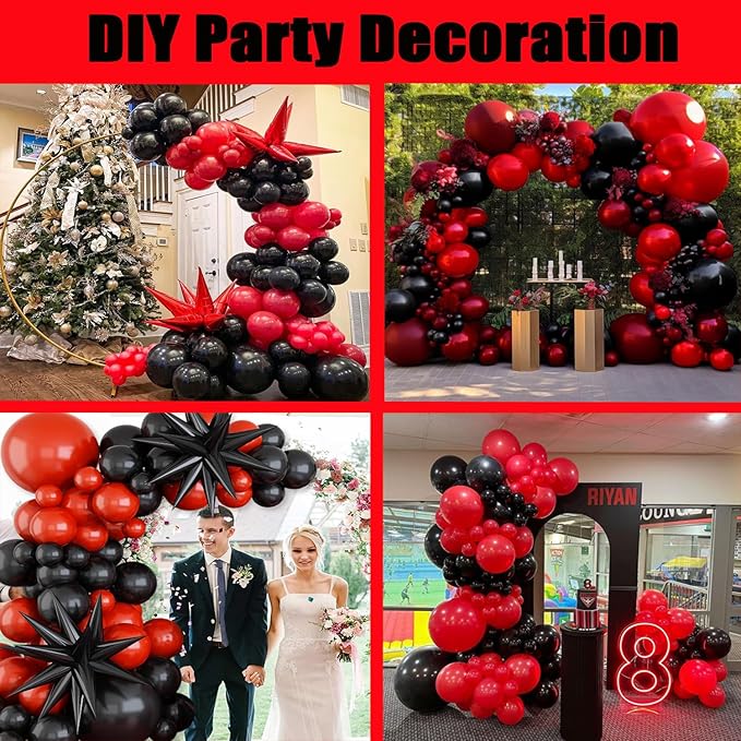 Red and Black Balloons, 70 Pack 12 Inch Black and Red Latex Balloons - Image 6