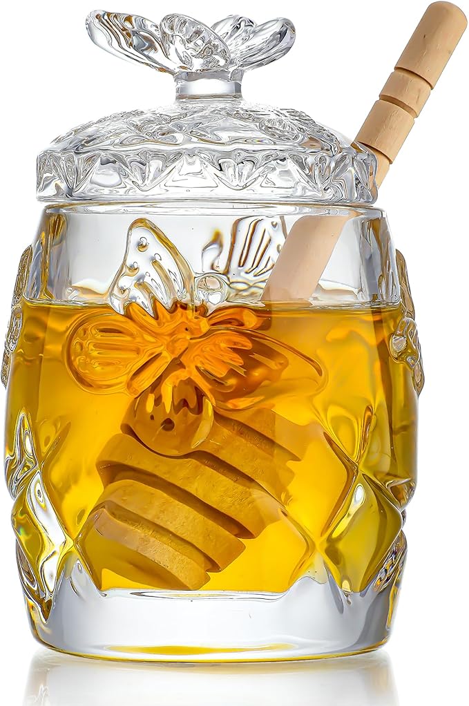 kanpura Clear Crystal Honey Jar by Kanpura