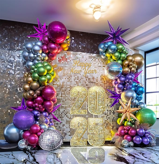 Metallic Balloon garland kit 150PCS Hot Pink Purple Green Blue Silver Gold - Image 8