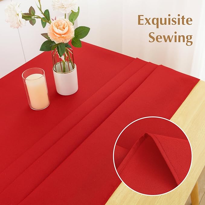2 Pack Square Table Cloth 48X48 Inch Red Washable Fabric Tablecloth Polyester - Image 3