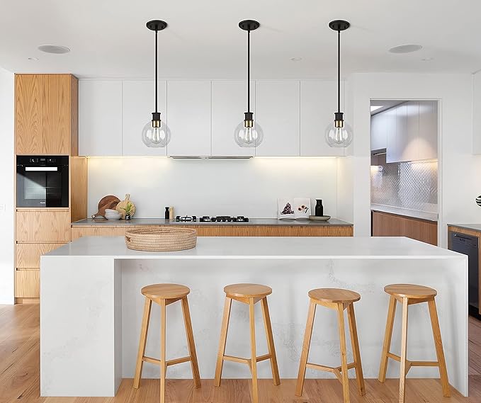 Black and Gold Pendant Light, Modern Globe Pendant Light, Island Pendant Lights - Image 4
