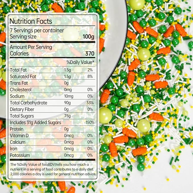 Green Sprinkles for Cake Decorating, Edible Spring Sugar Carrots, Sprinkles for - Image 2