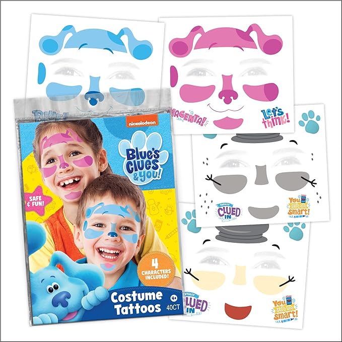 Blue’s Clues Costume Face Tattoos – Temporary Tattoo Set by Savvi