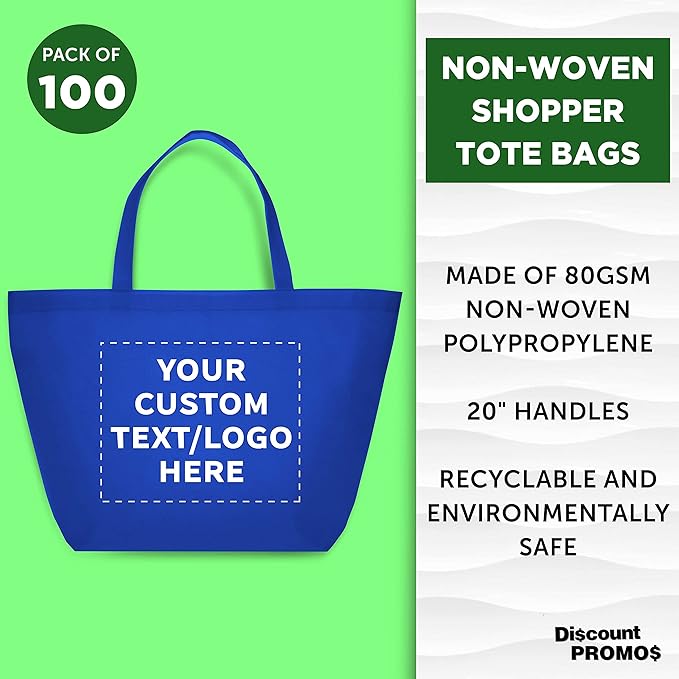 DISCOUNT PROMOS Custom Southern Style Grocery Tote Bags Set of 100 - Image 3