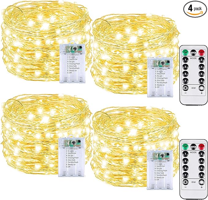 4 Pack 60LED Battery Operated Fairy Lights by BOSSERN