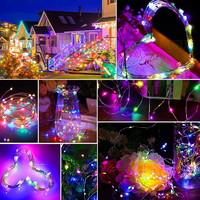 pozzolanas 8 Pack Multicolor Battery Operated String Lights - 7ft Waterproof - Image 5