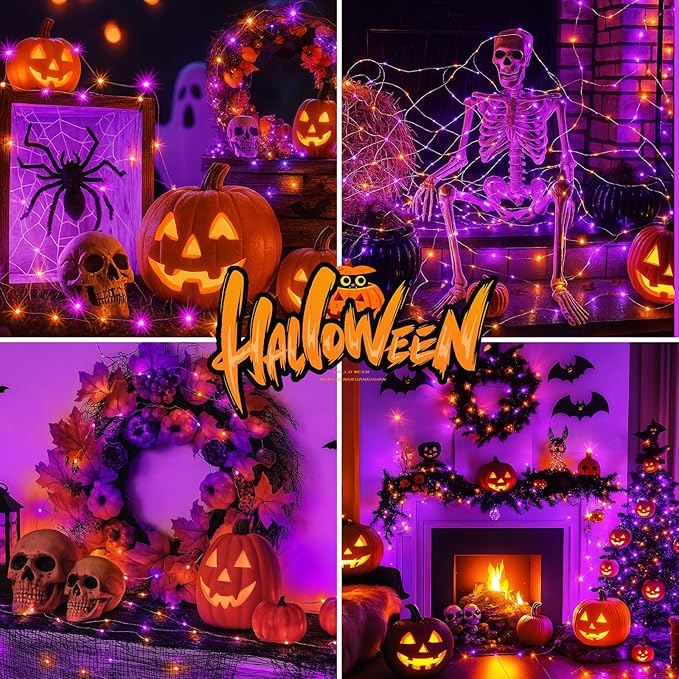 btfarm 12 Pack Fairy Lights Battery Operated, 7ft 20 Led Orange Purple Twinkle - Image 4