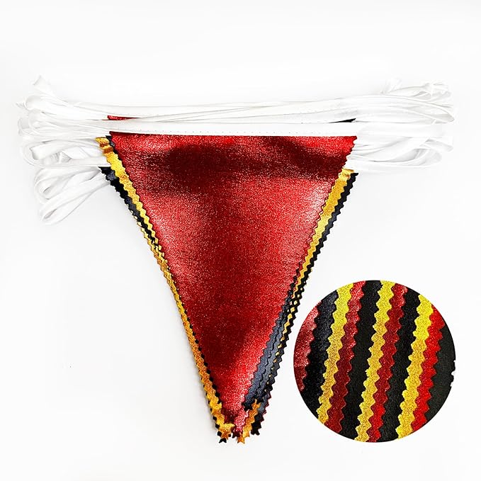 Red Black Gold Party Decorations Metallic Fabric Triangle Pennant Banner Flag - Image 3