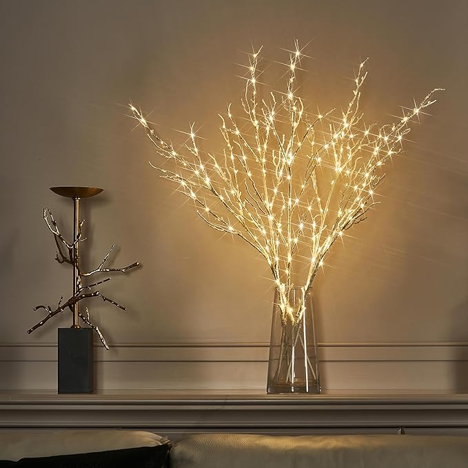 BAOLITVINE Lighted White Twig Branches 32IN 200 Warm White Fairy Lights - Image 6