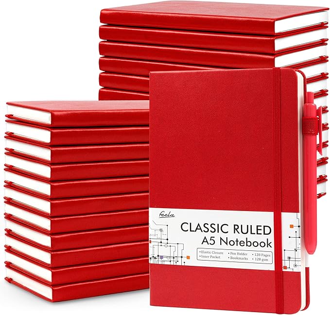 feela 24 Pack Journal Notebook for Work, Business Notebook Bulk Hardcover Lined by feela