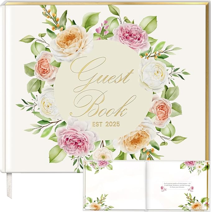 Wedding Guest Book with Pen and Stickers Included, Custom Guest Book Design 2025 - Image 9