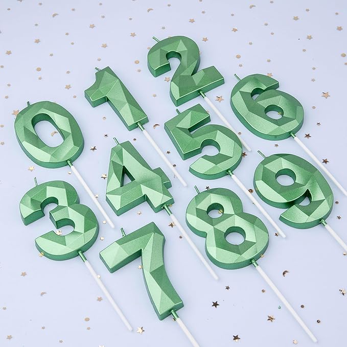 PHD CAKE 2.76 Inch Crystal Green 4 Number Cake Candle, Numeral Birthday Candles - Image 3